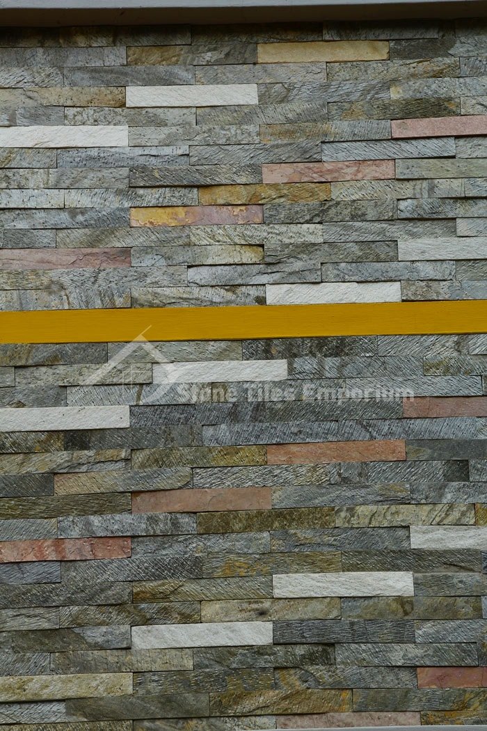 Green, White, Pink Stone Cladding