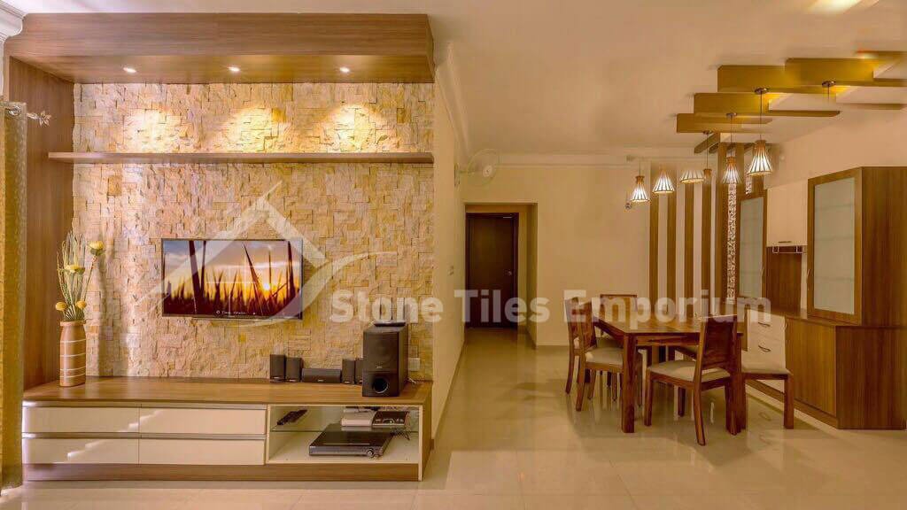 Interior stone feature wall