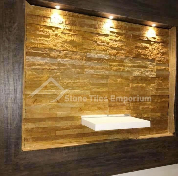 Teakwood cladding feature wall